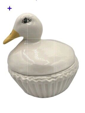 Vintage Duck Goose Covered Dish Ceramic Farmhouse Glossy Cookie Jar Home Decor